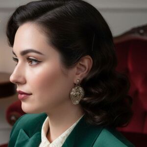 Vintage 60's Large Boho Butterfly Peligree Screw Back Chandelier Drop Earrings